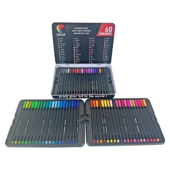 ZENACOLOR 60 Color PENS Markers Intense Scrapbooking Coloring Line NEW - Picture 8 of 11